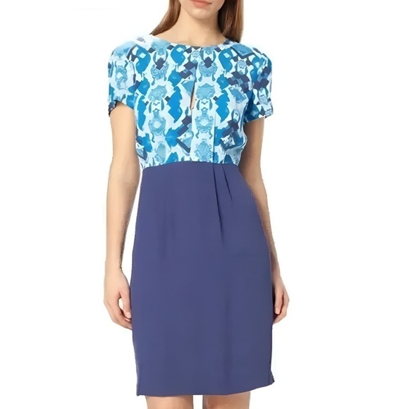 NWT French Connection Blue Python Pixel Mini Dress Short Sleeve - Picture 1 of 5